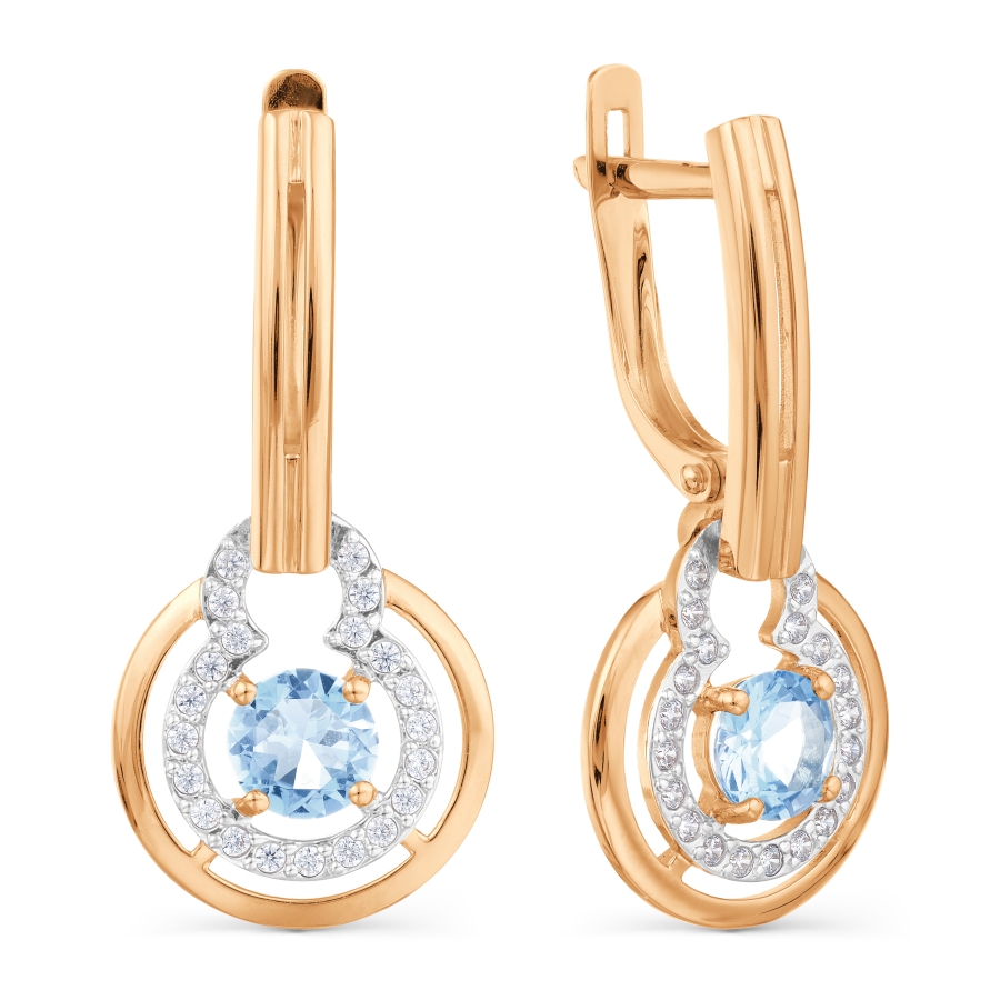 Zelta auskari ar topāziem un cirkoniem