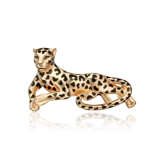Zelta piespraude "Leopards" ar emalju